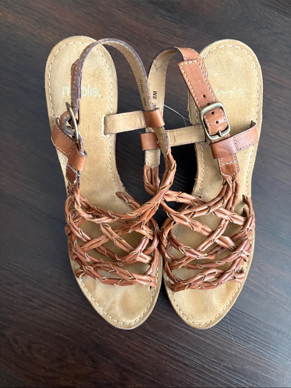 Nicole by Nicole Miller Tan Braided Leather Sandals